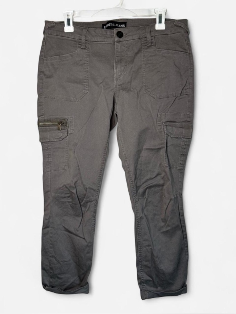 Express Jeans Cargo Pants - Size 8 - Gray Ankle Skinny Stella - Low Rise Utility